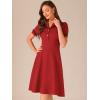 imageAllegra K Peter Pan Collar Dress for Womens Work Puff Sleeve Vintage DressesRed