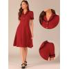 imageAllegra K Peter Pan Collar Dress for Womens Work Puff Sleeve Vintage DressesRed