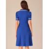 imageAllegra K Peter Pan Collar Dress for Womens Work Puff Sleeve Vintage DressesRoyal Blue
