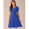 imageAllegra K Peter Pan Collar Dress for Womens Work Puff Sleeve Vintage DressesRoyal Blue
