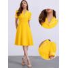imageAllegra K Peter Pan Collar Dress for Womens Work Puff Sleeve Vintage DressesYellow