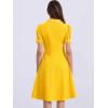 imageAllegra K Peter Pan Collar Dress for Womens Work Puff Sleeve Vintage DressesYellow