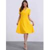 imageAllegra K Peter Pan Collar Dress for Womens Work Puff Sleeve Vintage DressesYellow