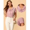 imageAllegra K Peter Pan Collar Tops for Womens Tie Neck Ruffle BlousePink