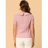 imageAllegra K Peter Pan Collar Tops for Womens Tie Neck Ruffle BlousePink