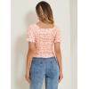 imageAllegra K Smocked Crop Top for Womens Slim Fit Floral Peasant BlouseOrange Pink