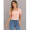 imageAllegra K Smocked Crop Top for Womens Slim Fit Floral Peasant BlouseOrange Pink