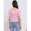 imageAllegra K Smocked Crop Top for Womens Slim Fit Floral Peasant BlousePink