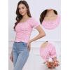imageAllegra K Smocked Crop Top for Womens Slim Fit Floral Peasant BlousePink