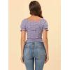 imageAllegra K Smocked Crop Top for Womens Slim Fit Floral Peasant BlousePurple