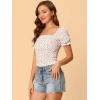 imageAllegra K Smocked Crop Top for Womens Slim Fit Floral Peasant BlouseWhite
