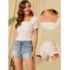 imageAllegra K Smocked Crop Top for Womens Slim Fit Floral Peasant BlouseWhite