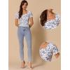 imageAllegra K Smocked Crop Top for Womens Slim Fit Floral Peasant BlouseWhite Blue