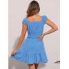 imageAllegra K Summer Boho Dress for Womens 2025 Smocked Ruffle Floral Dresses Cap Sleeve Tiered Mini DressBlue