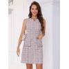 imageAllegra K Tweed Dress for Women Elegant Plaid Sleeveless Business Casual Above The Knee DressesPink White