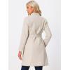 imageAllegra K Winter Pea Coat for Womens Classic Outwear Stand Collar Wrap Belted Trench CoatsBeige