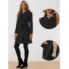 imageAllegra K Winter Pea Coat for Womens Classic Outwear Stand Collar Wrap Belted Trench CoatsBlack