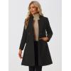 imageAllegra K Winter Pea Coat for Womens Classic Outwear Stand Collar Wrap Belted Trench CoatsBlack