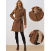 imageAllegra K Winter Pea Coat for Womens Classic Outwear Stand Collar Wrap Belted Trench CoatsBrown