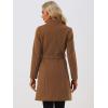 imageAllegra K Winter Pea Coat for Womens Classic Outwear Stand Collar Wrap Belted Trench CoatsBrown