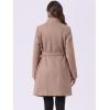imageAllegra K Winter Pea Coat for Womens Classic Outwear Stand Collar Wrap Belted Trench CoatsDark Beige