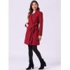 imageAllegra K Winter Pea Coat for Womens Classic Outwear Stand Collar Wrap Belted Trench CoatsDark Red
