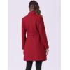 imageAllegra K Winter Pea Coat for Womens Classic Outwear Stand Collar Wrap Belted Trench CoatsDark Red