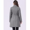 imageAllegra K Winter Pea Coat for Womens Classic Outwear Stand Collar Wrap Belted Trench CoatsGrey