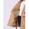 imageAllegra K Winter Pea Coat for Womens Classic Outwear Stand Collar Wrap Belted Trench CoatsKhaki