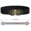 imageAllegra K Women Gold Tone Flower Design Metal Interlocking Buckle Elastic Cinch Belt WaistbeltBlack