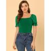 imageAllegra K Womens 2023 Elegant Square Neck Tops Semi Sheer Puff Sleeve BlouseGreen