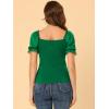imageAllegra K Womens 2023 Elegant Square Neck Tops Semi Sheer Puff Sleeve BlouseGreen