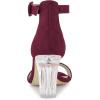 imageAllegra K Womens Ankle Strap Clear Heel Chunky Heels SandalsBurgundy