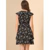 imageAllegra K Womens Boho Floral Wrap V Neck Ruffle Hem Sleeveless Mini Tulip DressBlack