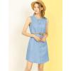 imageAllegra K Womens Button Up Shirtdress Sleeveless Tunic Denim Chambray Dress with PocketBlue