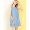 imageAllegra K Womens Button Up Shirtdress Sleeveless Tunic Denim Chambray Dress with PocketBlue