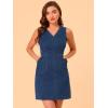 imageAllegra K Womens Casual Sleeveless Dresses with Pockets V Neck Tie Waist Denim DressDark Blue