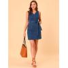 imageAllegra K Womens Casual Sleeveless Dresses with Pockets V Neck Tie Waist Denim DressDark Blue