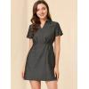 imageAllegra K Womens Chambray Collared V Neck ALine Shirt Denim Dress with PocketsBlack