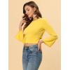 imageAllegra K Womens Chiffon Blouse Bow Tie Back Bell Sleeve Crop TopYellow