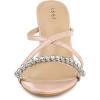 imageAllegra K Womens Crisscross Strap Rhinestone Block Heel Slide SandalsBeige