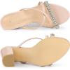 imageAllegra K Womens Crisscross Strap Rhinestone Block Heel Slide SandalsBeige