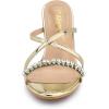 imageAllegra K Womens Crisscross Strap Rhinestone Block Heel Slide SandalsGold