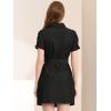 imageAllegra K Womens Denim Jean Dress 2024 Summer Casual Collared Belted Button Down Denim Shirt DressesBlack