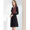imageAllegra K Womens Elegant ALine Long Sleeve Contrast Color Dress