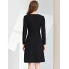 imageAllegra K Womens Elegant ALine Long Sleeve Contrast Color Dress