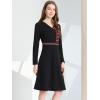 imageAllegra K Womens Elegant ALine Long Sleeve Contrast Color Dress