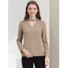 imageAllegra K Womens Elegant Choker Neck Cutout Button Decor Long Sleeve Chiffon Work Office Blouse TopApricot
