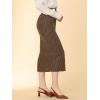 imageAllegra K Womens Elegant Houndstooth Elastic Waist Straight Split Midi SkirtBrown