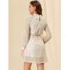 imageAllegra K Womens Elegant Long Sleeve Stand Collar High Waist Floral Lace DressBeige